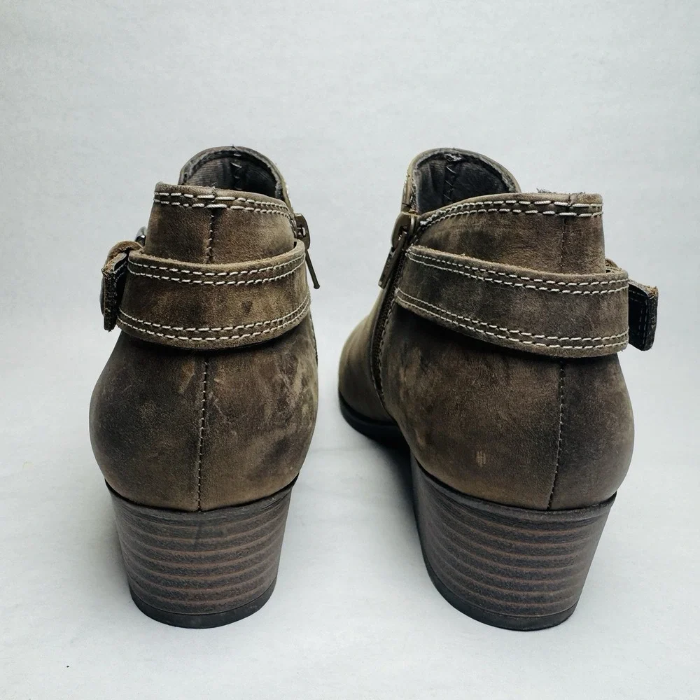 Clarks Adreena Field Ankle Boots Booties Womens Size 8 M Brown Leather‎ Side Zip